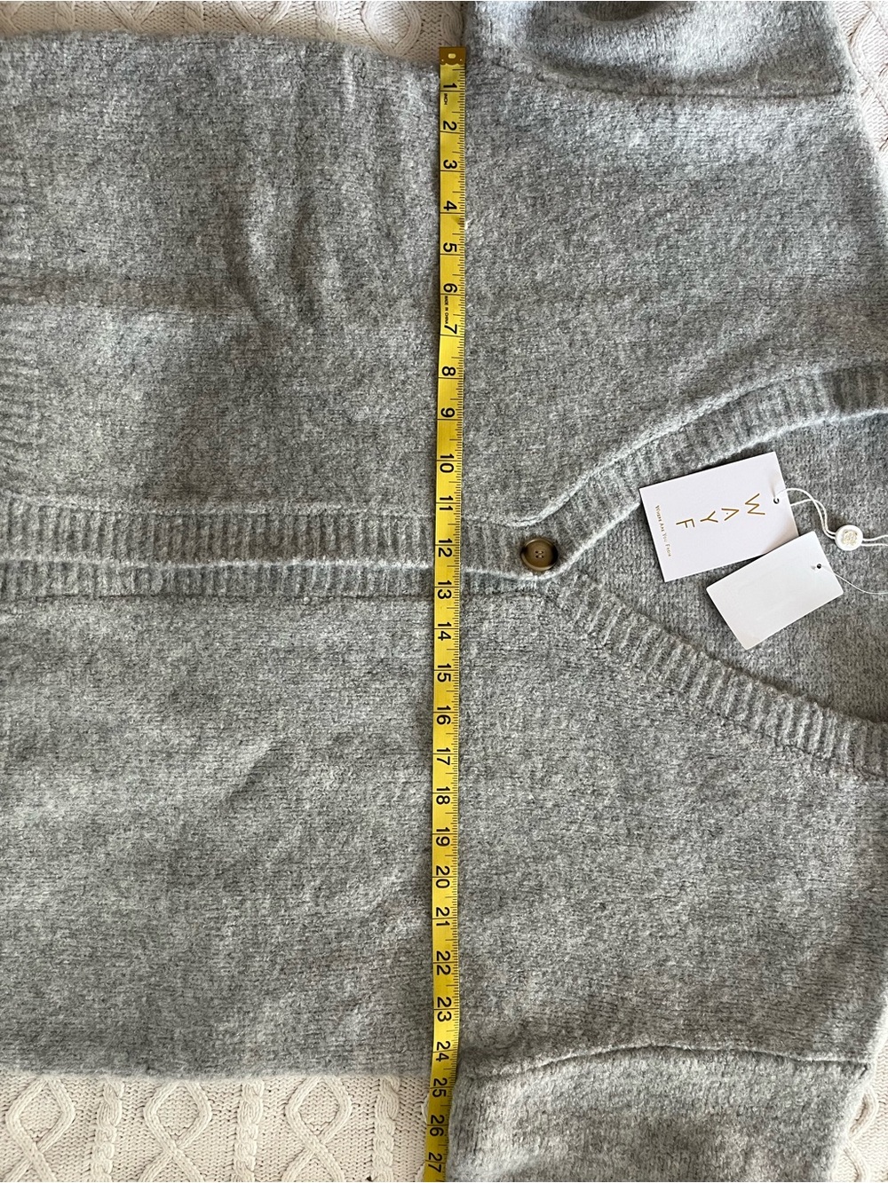 WAYF Heather Gray V-Neck One-Button Sweater Cardigan Women’s Size XL - Picture 4 of 16